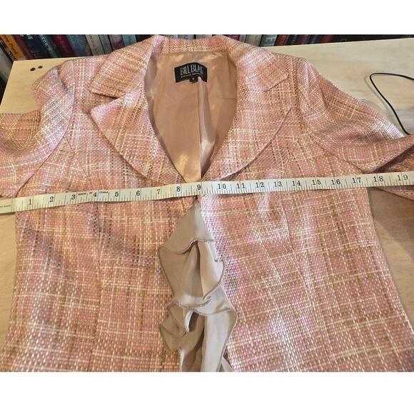 VTG Bill Blass Evening Separates sz 8 pink tweed silk ruffles - Picture 10 of 12
